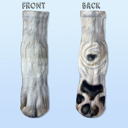 White Dog Paw Print Socks